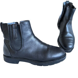 Rockport Chelsea sz 7.5 Ankle Boots Black Leather‎ Round Toe Warm Waterproof